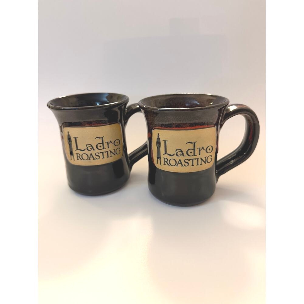 Deneen Pottery Mug Set (2) Ladro Roasting Hand Thrown Handmade Stoneware 2015